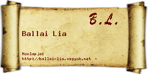 Ballai Lia névjegykártya